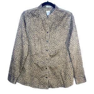 Chico's Brown Cheetah Animal Print Button Down Shirt Women's size 2 / 12 / 14